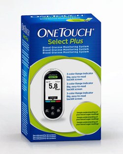 GLUCOMETRO ONETOUCH SELECT PLUS + PINCHADOR +10 TIRAS + FUNDA