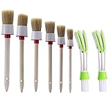 SUNHE Natural Boar Hair Detail Brush (Set of 6), Auto Detailing Brush Set for Cleaning Wheels, Dashboard, Exterior, Interior, Leather with 2 Pack of Automotive Air Conditioner Cleaner and Brush