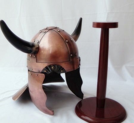 VIKING WARRIOR HELMET w/ HORNS - Medieval Costume Armor Without Stand