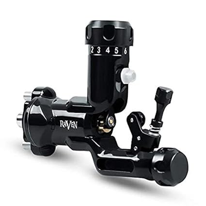Tattoo Raven Rotary Tattoomaschine One Touch Hit Adjuster Maschine with 304 Steel Tattoo Grip Q555 (Black)