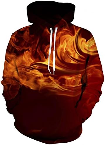 LAIDIPAS Unisex Realistic 3D Galaxy Printed Big Pockets Drawstring Pullover Hoodie Hooded Sweatshirt