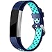 Maledan Replacement Bands Compatible for Fitbit Alta, Fitbit Alta HR and Fitbit Ace, Accessory Sport Bands Air-Holes Breathable Strap Wristbands with Stainless Steel Buckle, Blue/Teal, Small