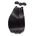 Peiyulex Brazilian Virgin Human Hair Weave Brazilian Straight Hair 3pcs 100% Unprocessed Hair Weft Extensions Natural Black Color 10inch