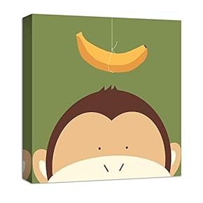 Canvas Wall Art Brown Monkey Painting Artwork for Home Prints Framed for Kids - 12x12 inches