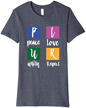 Womens PLUR Shirt Peace Love Unity and Respect Raver Party Shirt Large Heather Blue