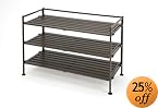 Seville Classics 3-Tier Resin Slat Utility Shoe Rack, Espresso