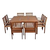 Amazonia Milano 9-Piece Eucalyptus Wood Square Patio Dining Set