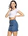 Chigant Womens Stretch High Waisted Short Mini Denim Skirt Jean Skirts Dark Blue