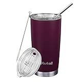 Obstal 20 oz Stainless Steel Tumbler for Coffee - Double Wall Vacuum Insulated Tumblers with Straw