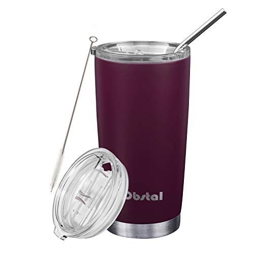 Obstal 20 oz Stainless Steel Tumbler for Coffee - Double Wall Vacuum Insulated Tumblers with Straw