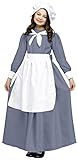Colonial Pilgrim Girl Kids Costume,Gray / White,medium