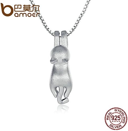 delatcha Jewelry Solid 925 Sterling Silver Lovely Cat Necklaces &amp; Pendants Naughty Animal Necklace S925 Fine Jewelry