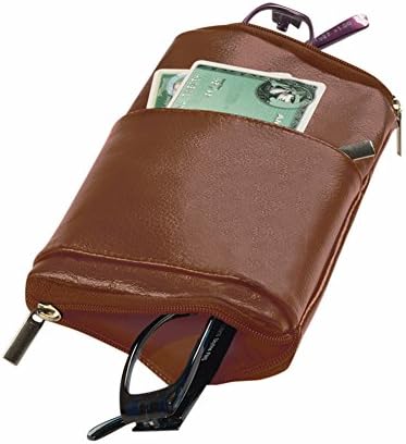 Women's Dual Eyeglass Leather Carrying Case - Tan