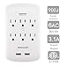 Oviitech 6 Outlet Surge Protector,900 Joules Wall Adapter Tap with 2 USB Charger, Dual 3.1A USB Ports, 3-Prong Wall Mount Outlet Plugs,ETL Listed,White