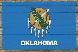 Anyuwerw Oklahoma State Flag Wood Sign Rustic Wall Décor Gift 12x18