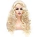 BESTUNG Long Blonde Hair Curly Wavy Full Head Halloween Wigs for Women Cosplay Costume Party Hairpiece (613#-Pale Blond)
