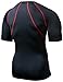 TSLA Men's UPF 50+ Quick Dry Short Sleeve Compression Shirts, Athletic Workout Shirt, Water Sports Rash Guard, Zero Block Black & Red, Large