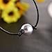 MJartoria Faux Pearl Choker Necklace-Women Black Leather Cord Lobster Buckle Faux Pearl Choker Necklace (A-Single Pearl)