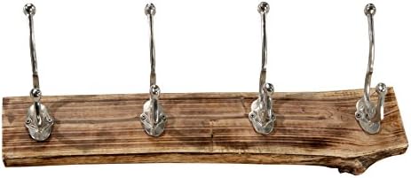 IntradeGlobal 4 Silver Hooks on Live Edge Wood