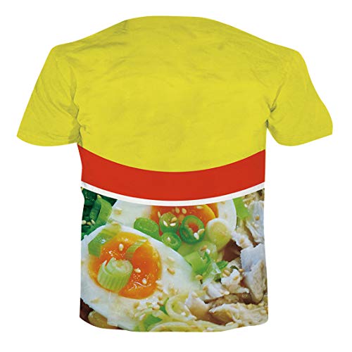 SKYRAINBOW Unisex T Shirt 3D Active Lifelike Ramen Noodle Soup Shirts Sportswear Personalized Funny Chicken Flavor Crew Neck Short Sleeve White Yellow