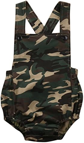 Infant Baby Boy Girl Romper Coveralls Camouflage Bodysuit Jumpsuit Sleeveless Super Cute Outfits Set