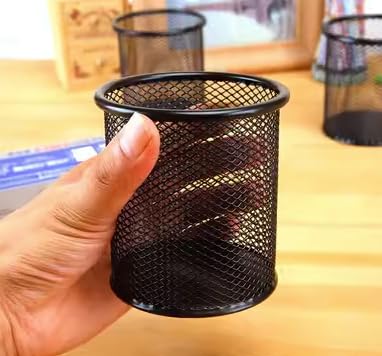 Pen Holder, Wire Metal Pen Holder, Black Pen Holder, Round Pen Holder Desk Accessories, Pen Cup Pens Holder for Office, School, Black