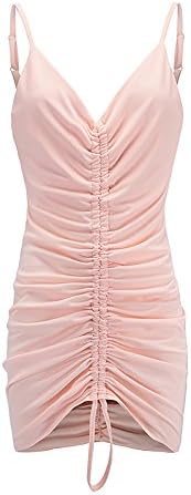 GCN Sexy Deep V-Neck Adjustable Spaghetti Strap Bodycon Midi Party Dress