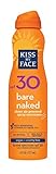Kiss My Face Bare Naked Body Mist Sunscreen SPF 30 Sunblock, 6 oz