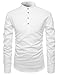 NEARKIN (NKNKN350) Beloved Men Henley Neck Long Sleeve Daily Look Linen Shirts WHITE US S(Tag size S)
