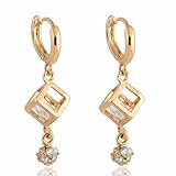 Yazilind Charming Unique Design Smooth 14K Gold Filled Clear Cubic Zirconia Dangle Drop Earrings Women
