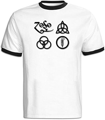 Xxfz Men's Led Zeppelin Logo Jimmy Page Robert Plant Black XX-Large Contrast Color T-shirt
