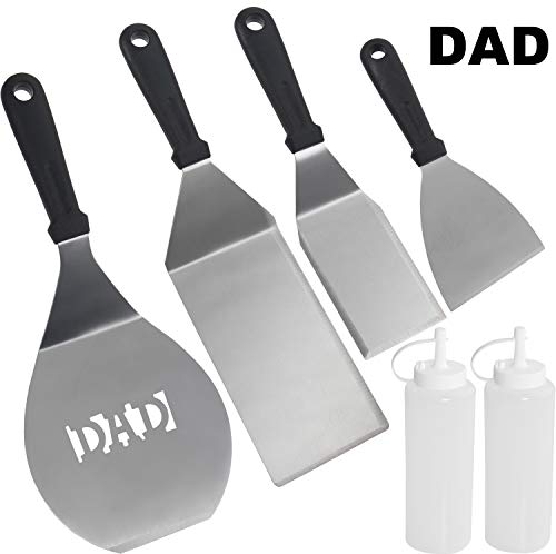 ROMANTICIST 6pc Professional Grill Griddle Accessories Set In Gift Box For Men Dad - Heavy Duty Stainless Steel Griddle Tool Kit For Grill Griddle Flat Top Cooking Camping Tailgating