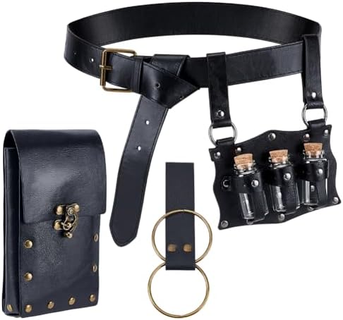 5 Pc Renaissance Belt Pouch with Potion Bottles Vials Keychain Amazon.com: 5 PCS Belt Pouch Waist Bag Retro Medieval Viking  main image 4