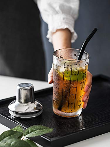 Sanlan cocktail shaker, 12oz Martini Recipes Measured Mixing Glass and Stainless Steel Top cobbler shaker, Best Gift for Beginner