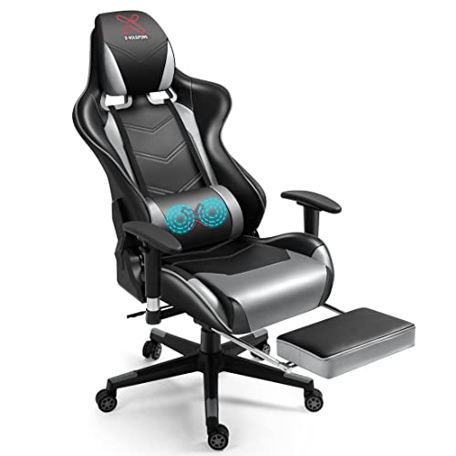 XVOLSPORT Massage Gaming Chair with Footrest Reclining High Back