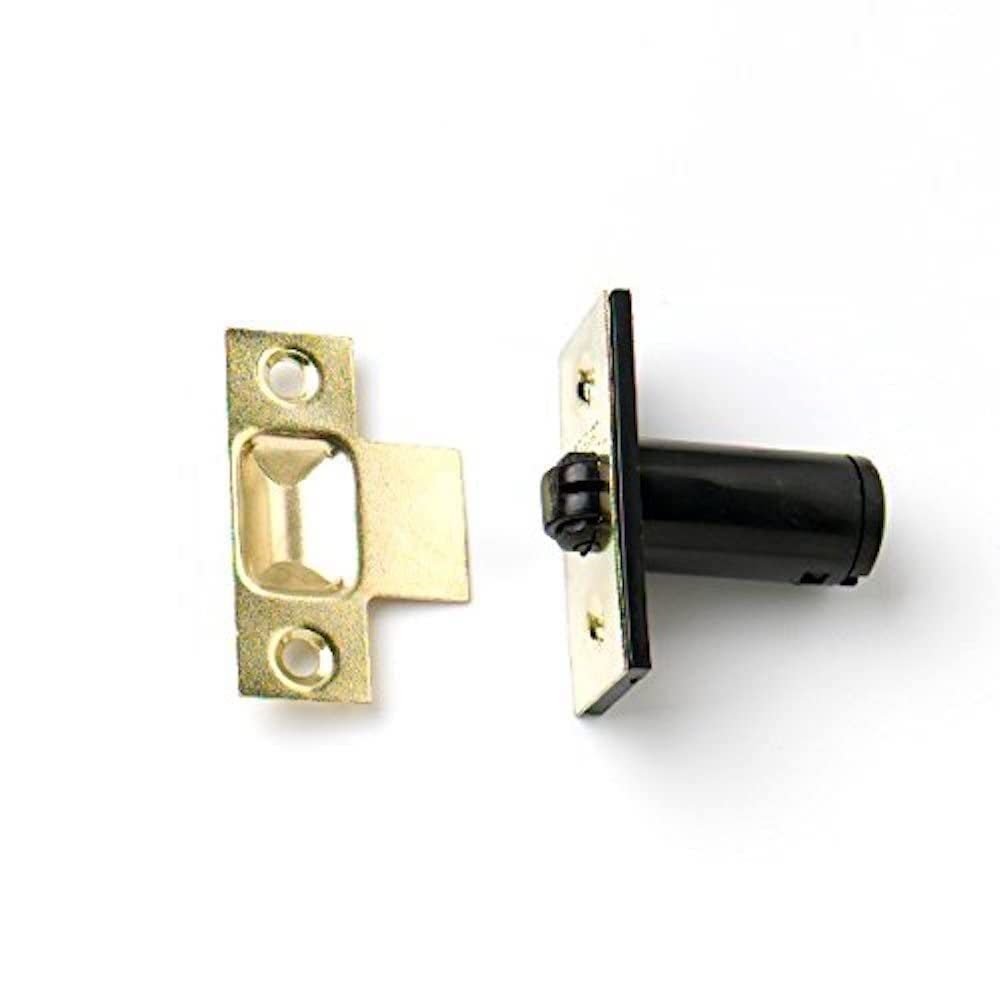 Merriway BH02319 Adjustable Roller Cupboard Cabinet Door Catch - Brass Plated Plates