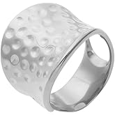 Kokoma Minimalist Statement Rings for Women Wide Textured Dome Finger Bands Stainless Steel Fashion Chunky Band Rings Jewelry for Women