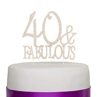 Ella Celebration 40 & Fabulous Cake Topper for 40th Birthday Party Supplies Rose Gold Decoration (40 & Fabulous Rose Gold)