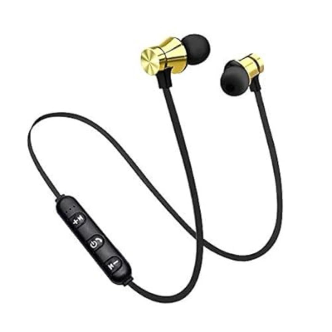 Wireless Earbuds & Bluetooth Headphones: Magnetic Neckband, In-Ear Bluetooth Earphones with Microphone, IPX6 Sweatproof, Deep Bass - Perfect for Calls, Music, Sports - Lightweight (GOLD)
