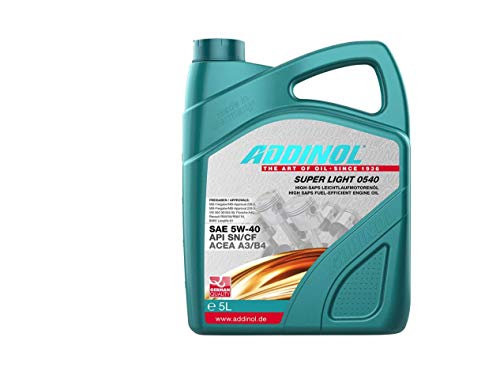 ADDINOL SUPER LIGHT 5W-40 A3/B4 Motorenöl, 5 Liter, API CF, SP, BMW LL 01, VW 502.00, 505.00