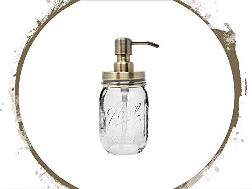 Mason Jar Soap Lotion Dispenser (Brushed Champagne), Stainless Steel Pump, with 16 Ounce Ball Mason Jar/Classic Decor for Bedroom, Bathroom, Kitchen, Farmhouse Decor (Brass) - Thumbnail 6