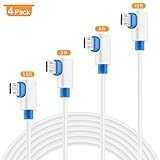 Right Angle Micro USB Cable,SUNGUY [4 Pack] 1.5ft/3ft/6ft/10ft Reversible Micro USB 2.0 Charging Data Sync Cable for Samsung Galaxy S7 S6 edge S5,Motorola,Kindle Fire HD 10 and More - White
