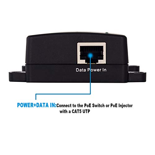 PoE Splitter Gigabit Network-Repeaters, Wall Mountable Adjustable Voltage Output PoE Powered IEEE 802.3af/at Compliant POE+ Injector