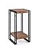 FIVEGIVEN Accent Side Table for Small Spaces End Table for Living Room/Bedroom, Modern Wood and Metal, Brown