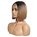 NOBLE Bob Wigs for Women Short T Part HD Lace Front Wigs Ombre Brown Blonde Synthetic Blunt Cut Bob Lace Front Wigs for Party and Daily Use 10 Inch