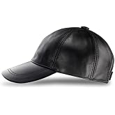 Lukkizara Genuine Leather Baseball Cap Adjustable Strap Plain Real Lambskin Leather Hat Sports Visor