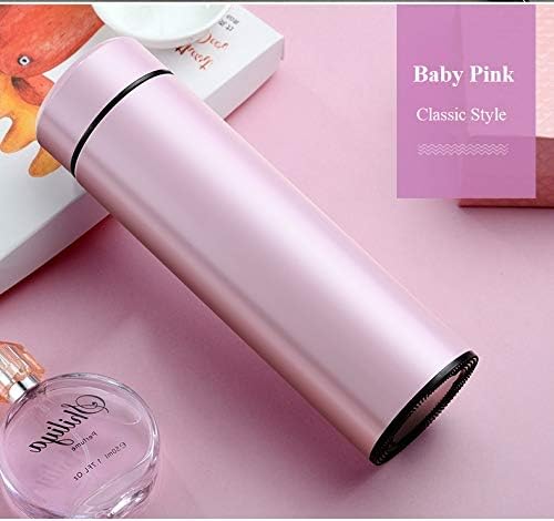 24 Hrs Heat Insulated Double Wall Vacuum flask Thermos Coffee / 17 oz (500 ml) Stainless Steel Water Bottle/Insulated Travel Mug with Tea & Coffee Filter– Relax Pink, 17 oz
