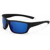 Óculos de Sol Esportivo Masculino, Polarizado, Proteção UV400, Armação Preta, Para Pesca