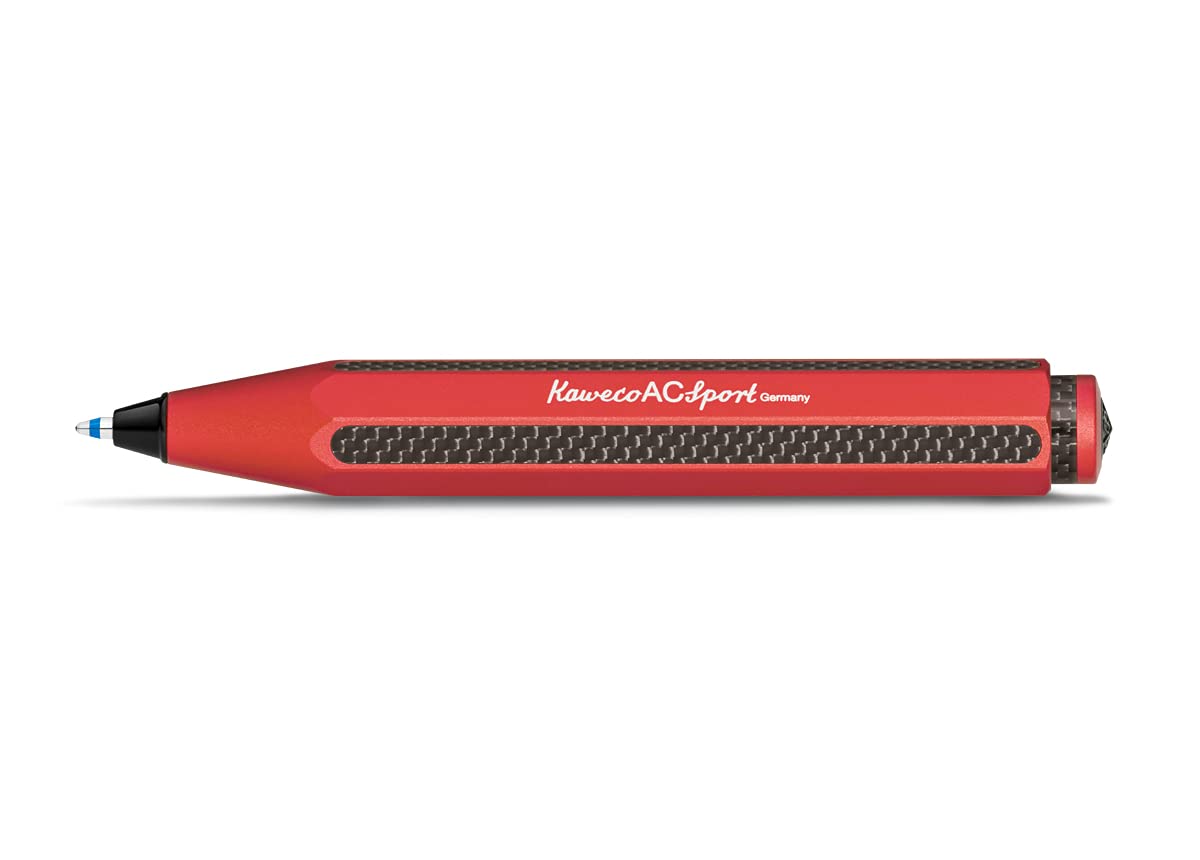 Kaweco AC SPORT Ball Pen Red I Retractable Ballpoint Pen with Standard D1 Refills in a Tin Box I Aluminium Ball Pen 10.5 cm
