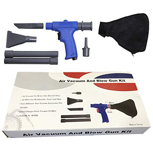 Peuriy 7-Set Dual Use Air Vacuum Blow Gun,Pneumatic Dust Blowing Absorber Portable Car Home Sofa Household Kit Tools - Thumbnail 7